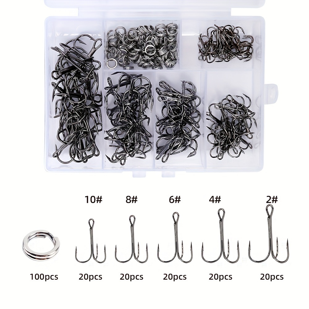 Fishing Hook Circle - 200pcs Fishing Treble Hooks with Double