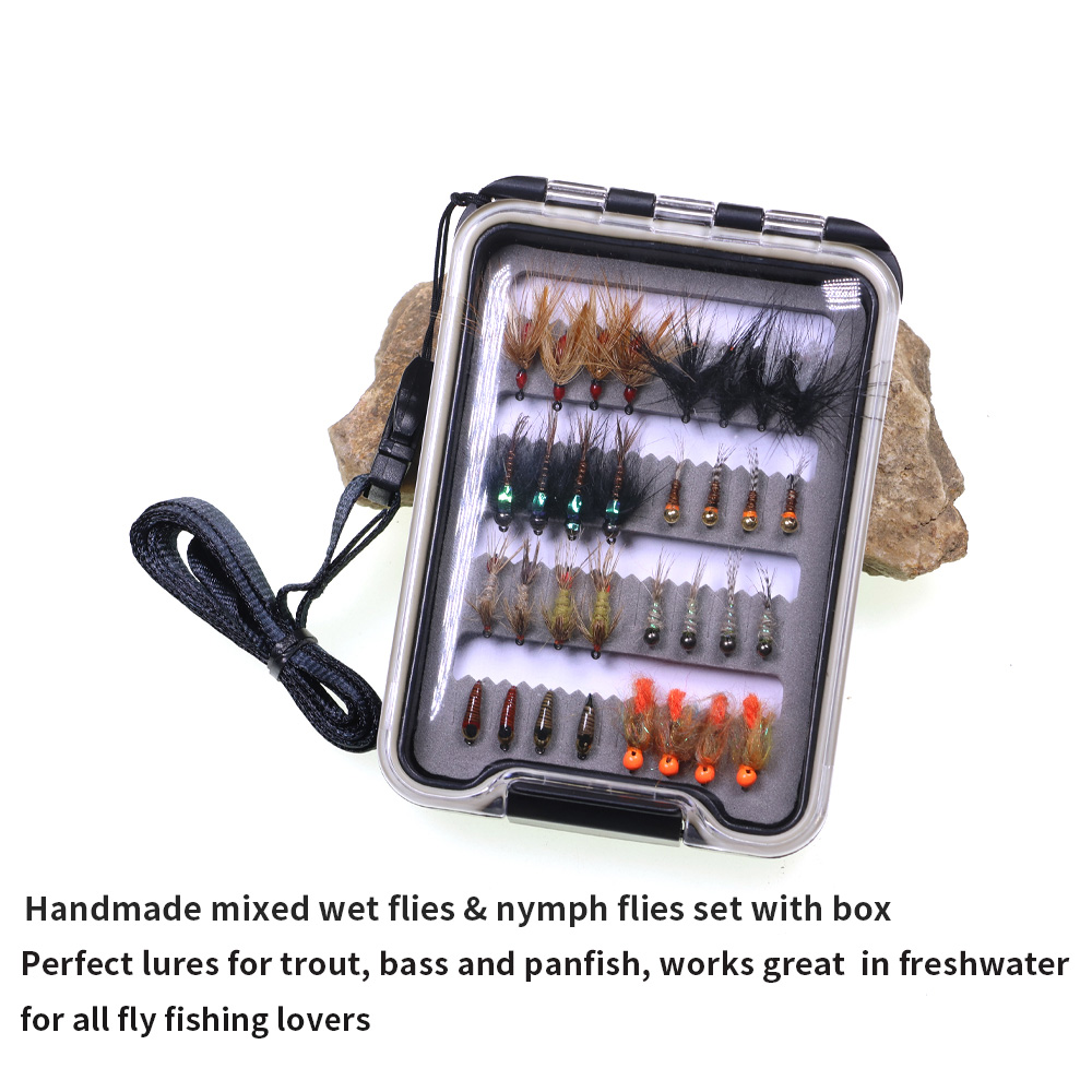 32PCS Nymph Flies Kit Trout Fi - Fishing Hook Barbless recension och pris