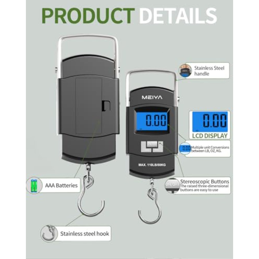 Fish Scale 110lb/50kg Digital  - Fishing Hook Stainless Steel recension och pris