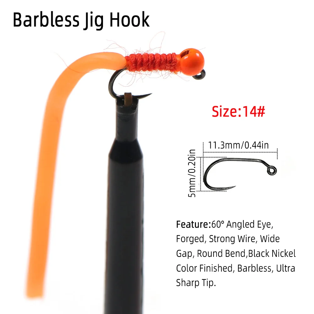 4pcs #14 Tungsten Bead Head Sq - Fishing Hook Barbless recension och pris